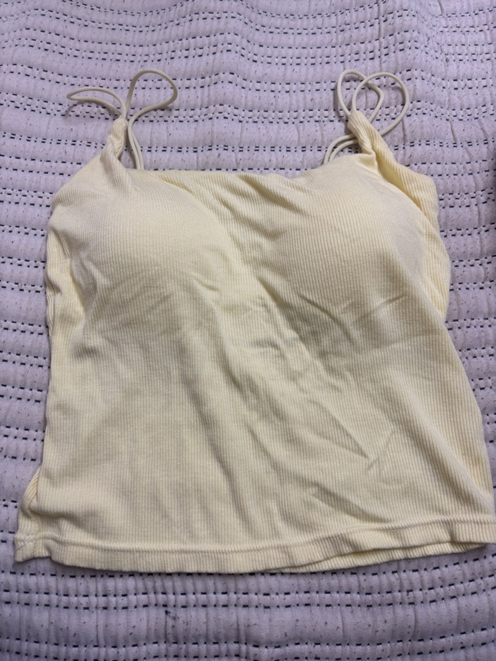 SHEIN Pale Yellow Ribbed Spaghetti Strap Camisole